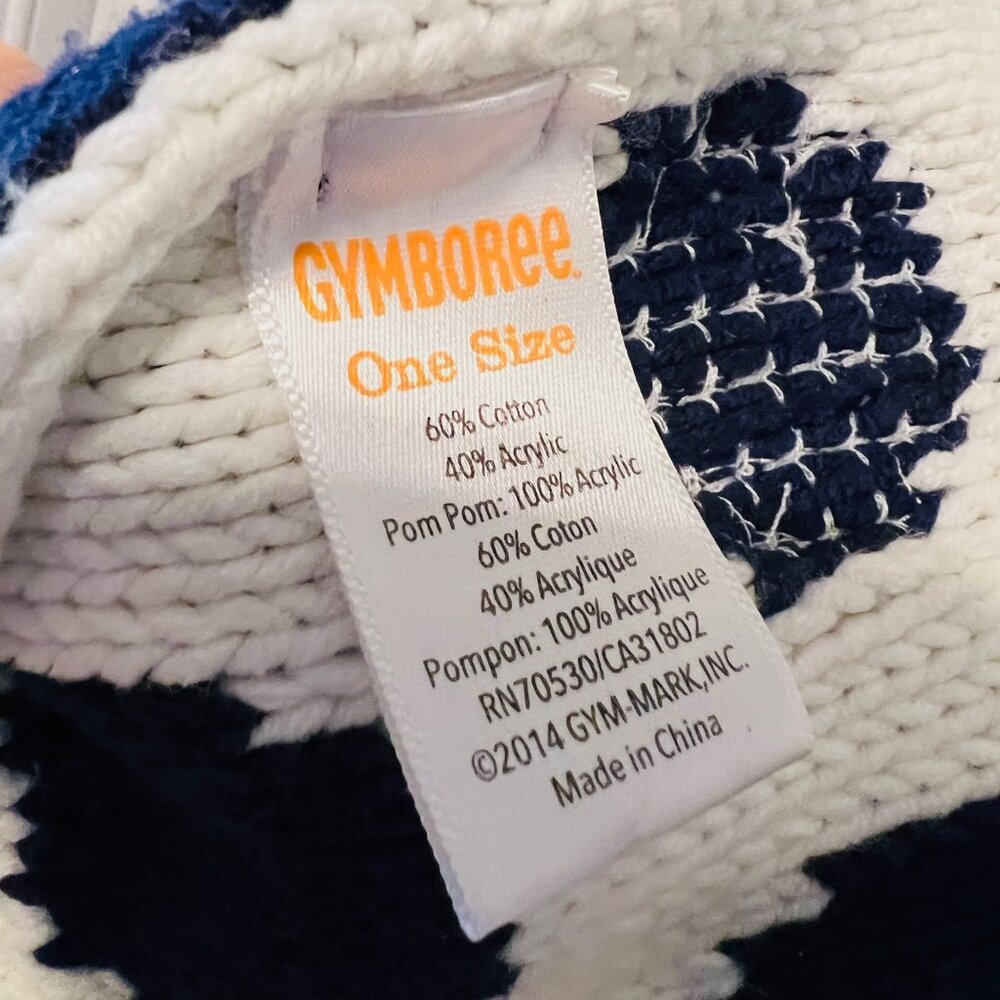 Gymboree-Cotton Blend Sequin Navy Blue/White-Peach Pom Pons Scarf-72" x 5"-Soft - Picture 13 of 14